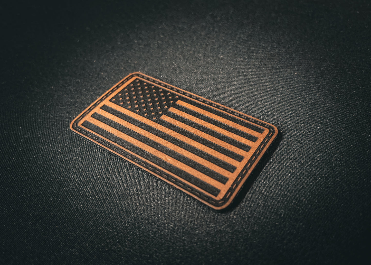 US Flag Patch - Velcro Backed Leather