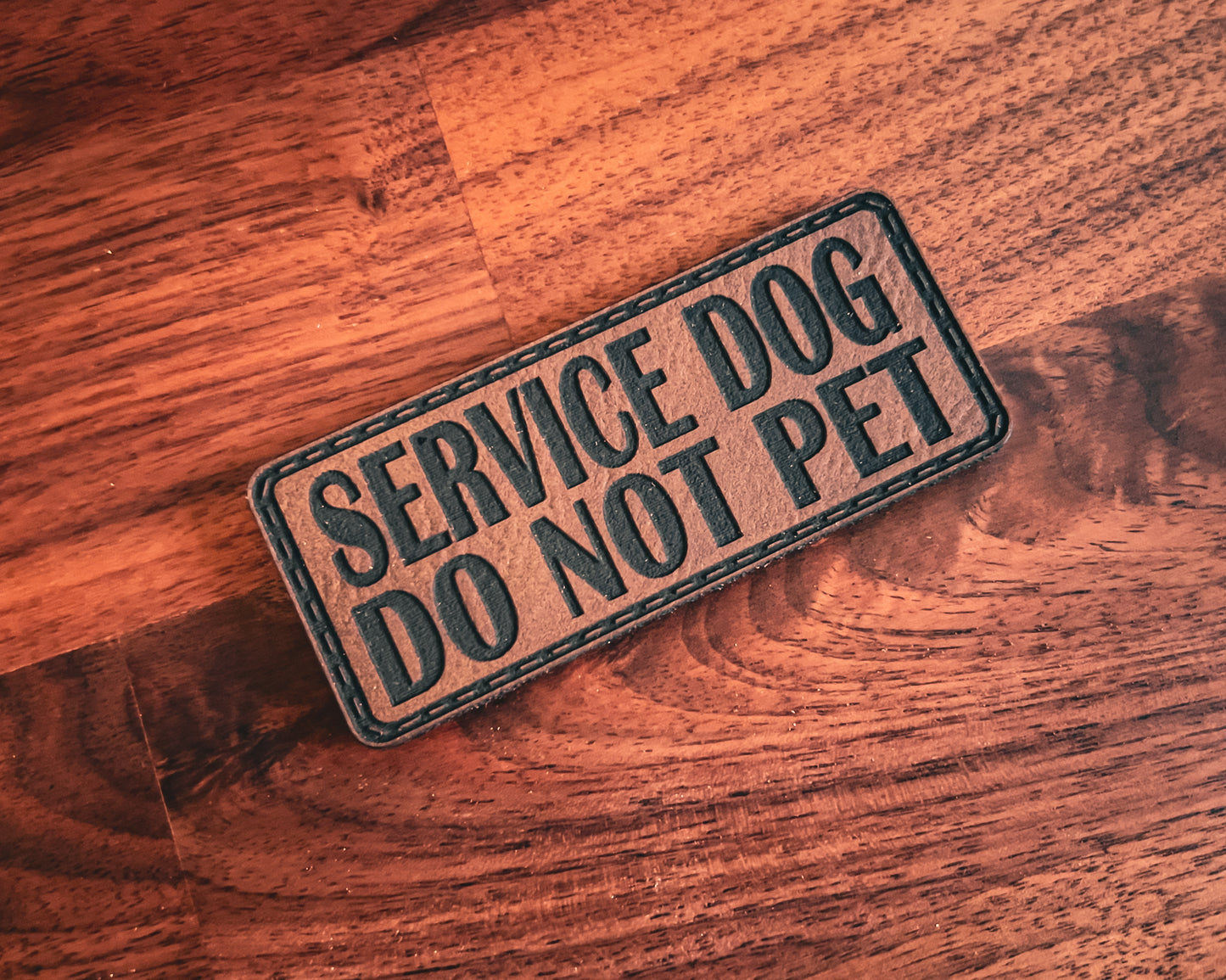 Service Dog DO NOT PET - Velcro Backed Leather Dog Collar Patch