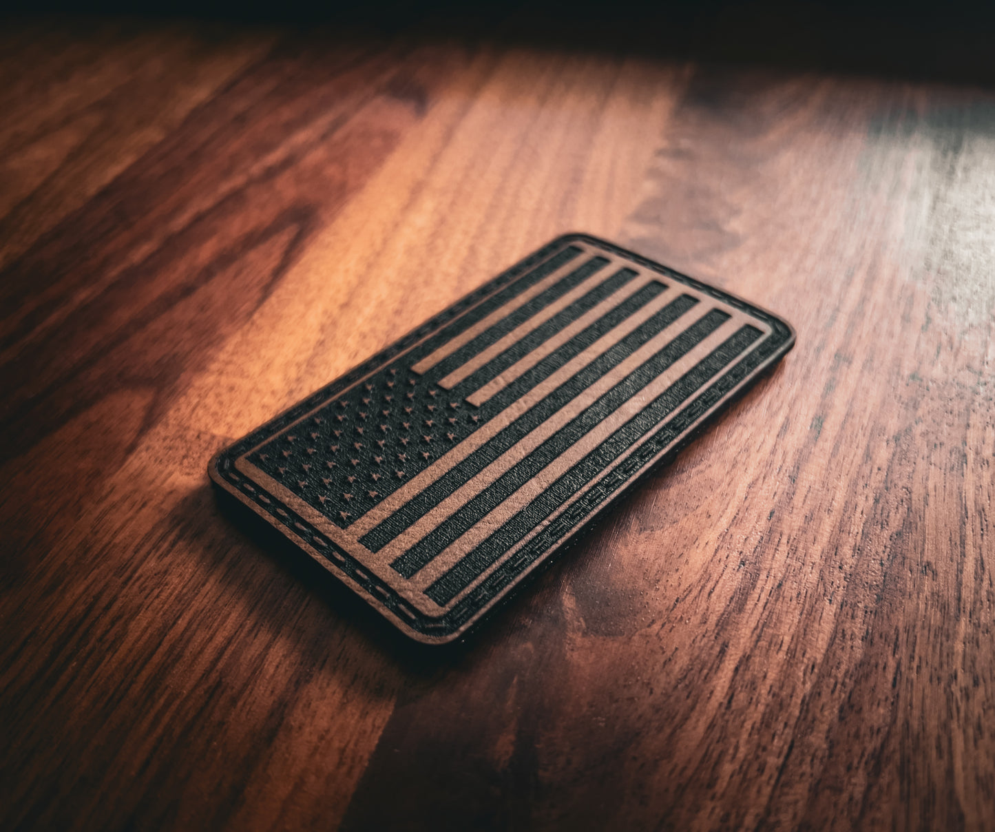 US Flag Patch - Velcro Backed Leather