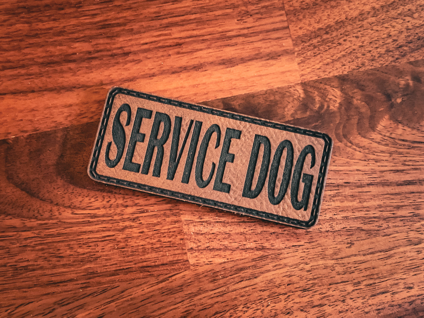 Service Dog - Velcro Backed Leather Dog Collar Patch