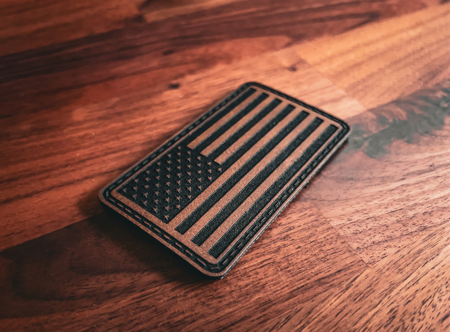 US Flag Patch - Velcro Backed Leather