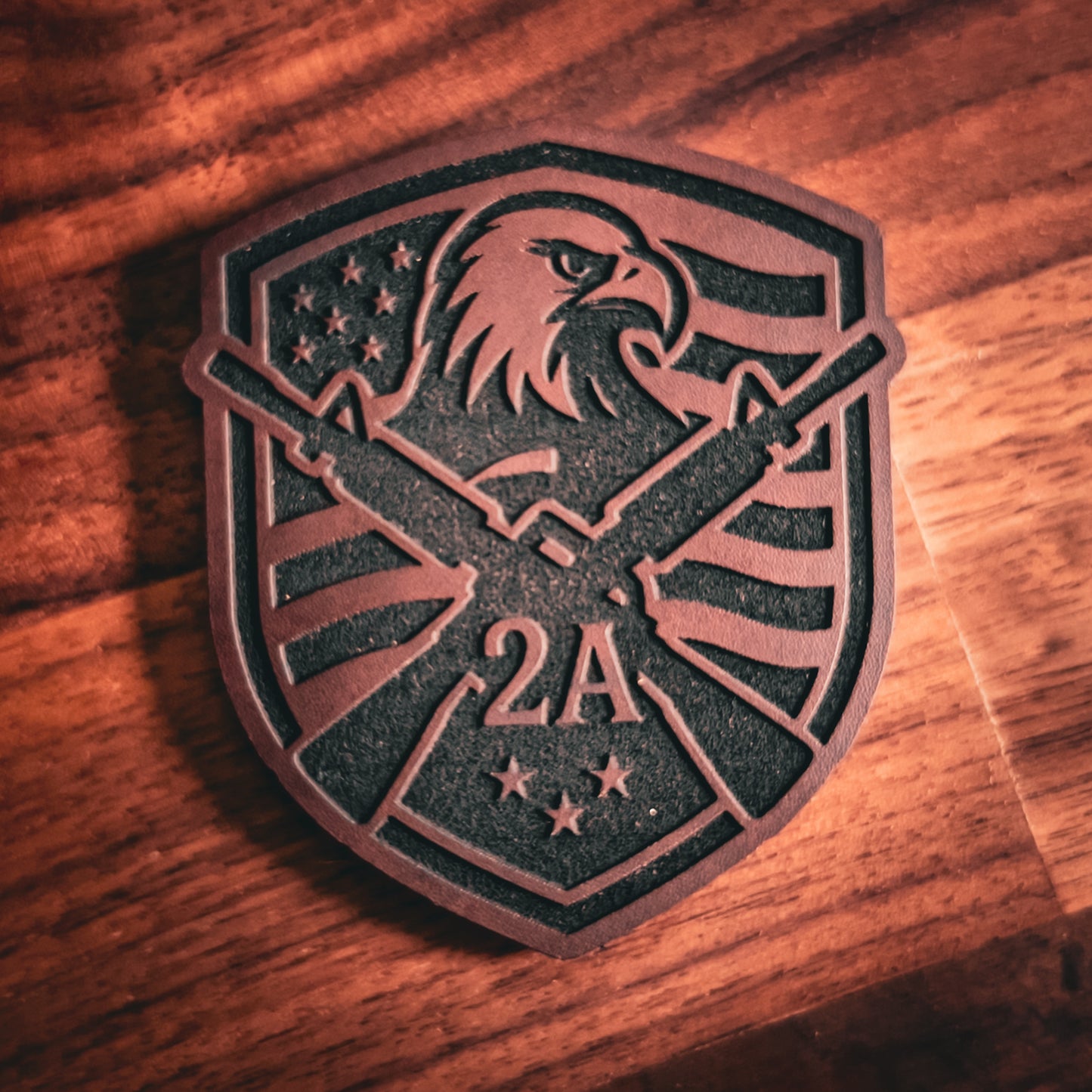 2A Eagle Shield - Engraved Leatherette Patch
