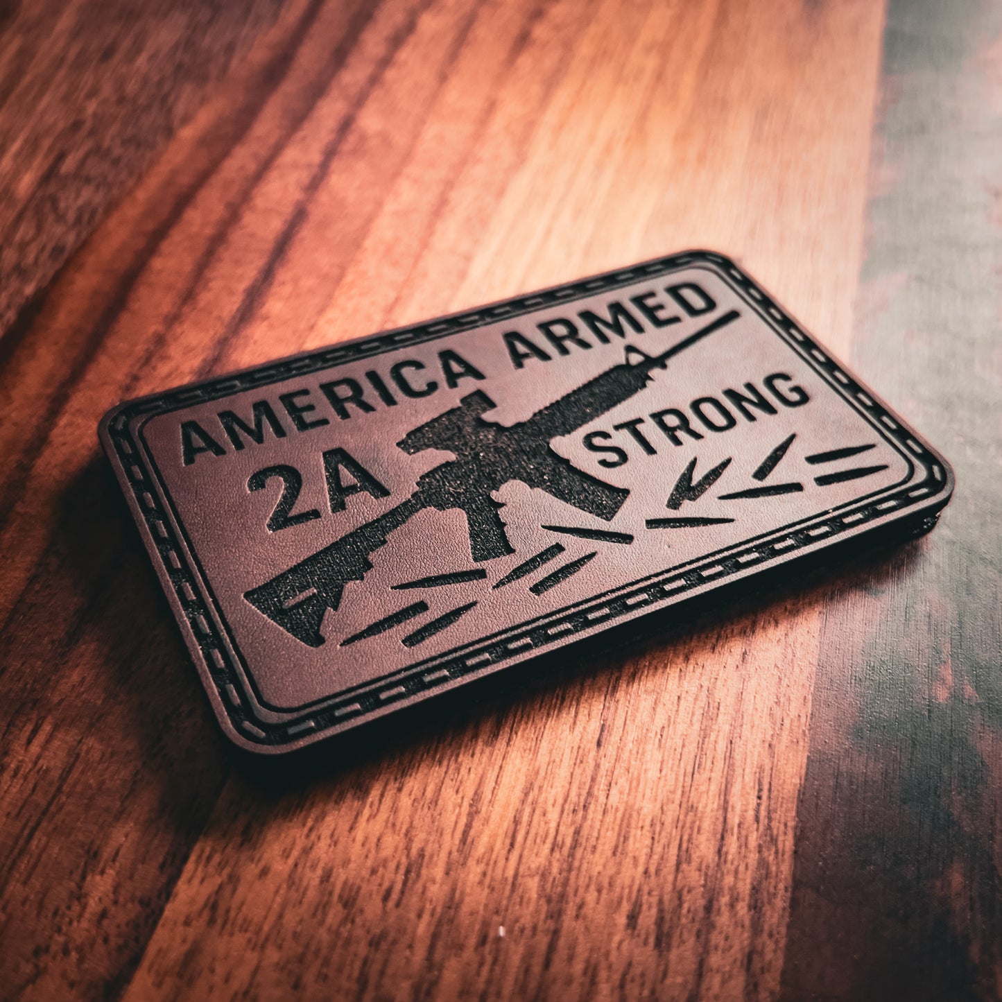 2nd Amendment Rifle - Engraved Leatherette Patch