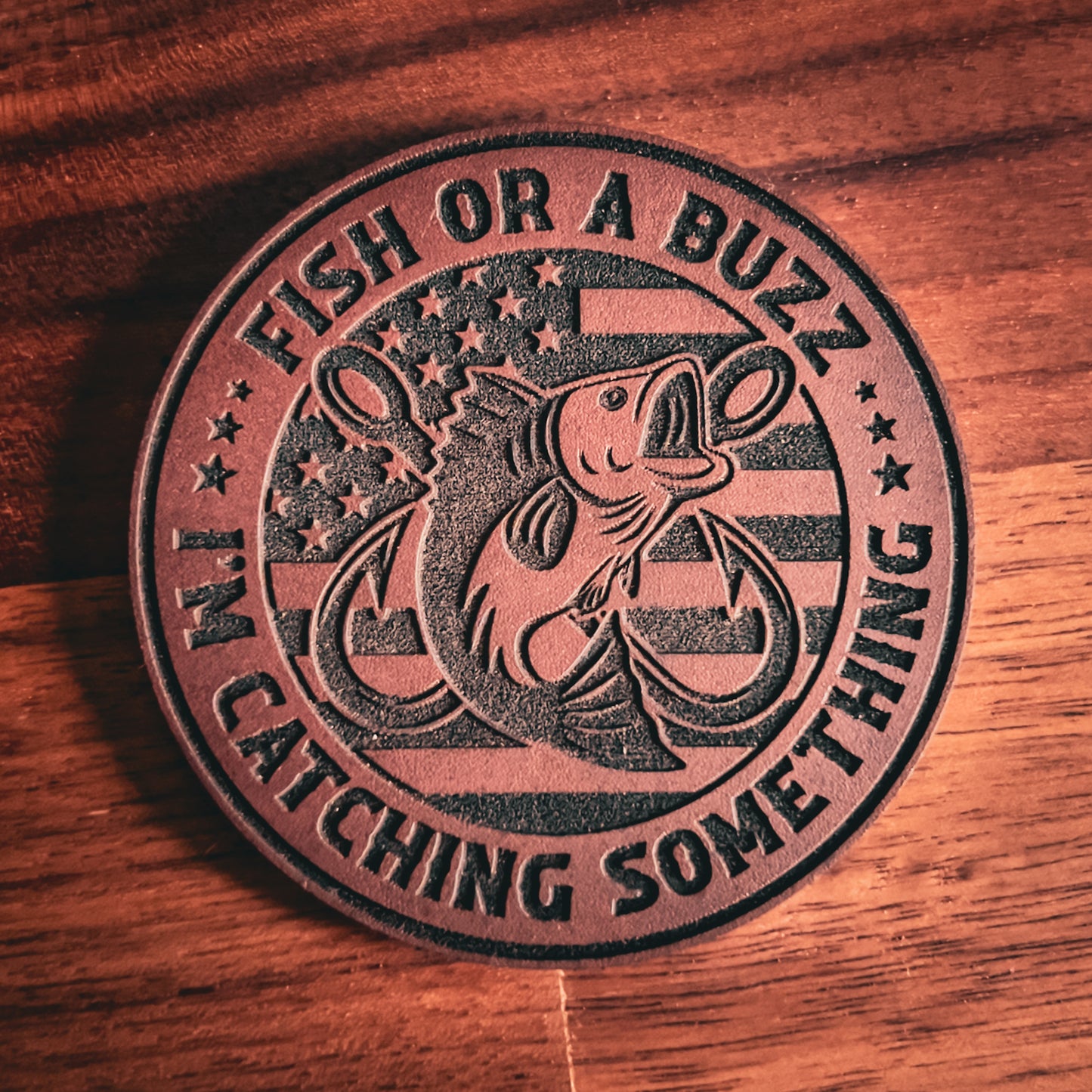 Fish or a Buzz | Laser Engraved Leatherette Patch