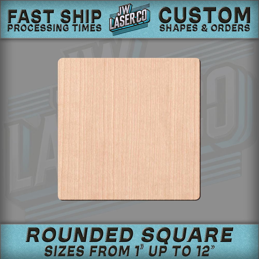 Unfinished Blank Rounded Square Wood Shape - Various Sizes