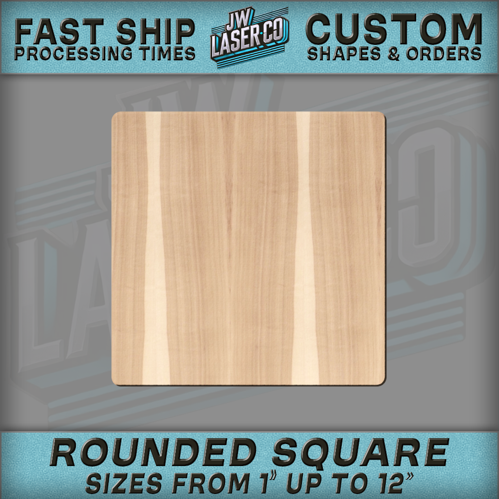 Unfinished Blank Rounded Square Wood Shape - Various Sizes