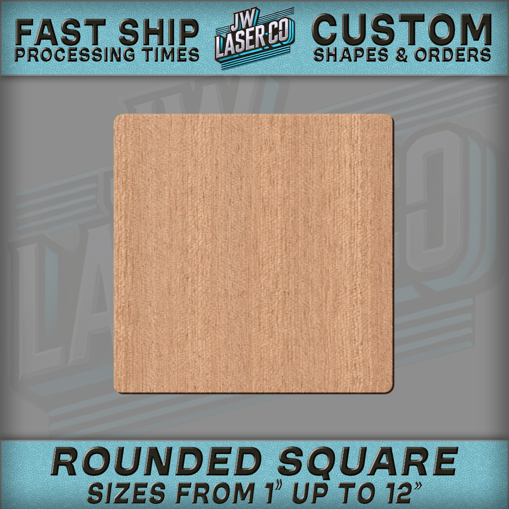 Unfinished Blank Rounded Square Wood Shape - Various Sizes