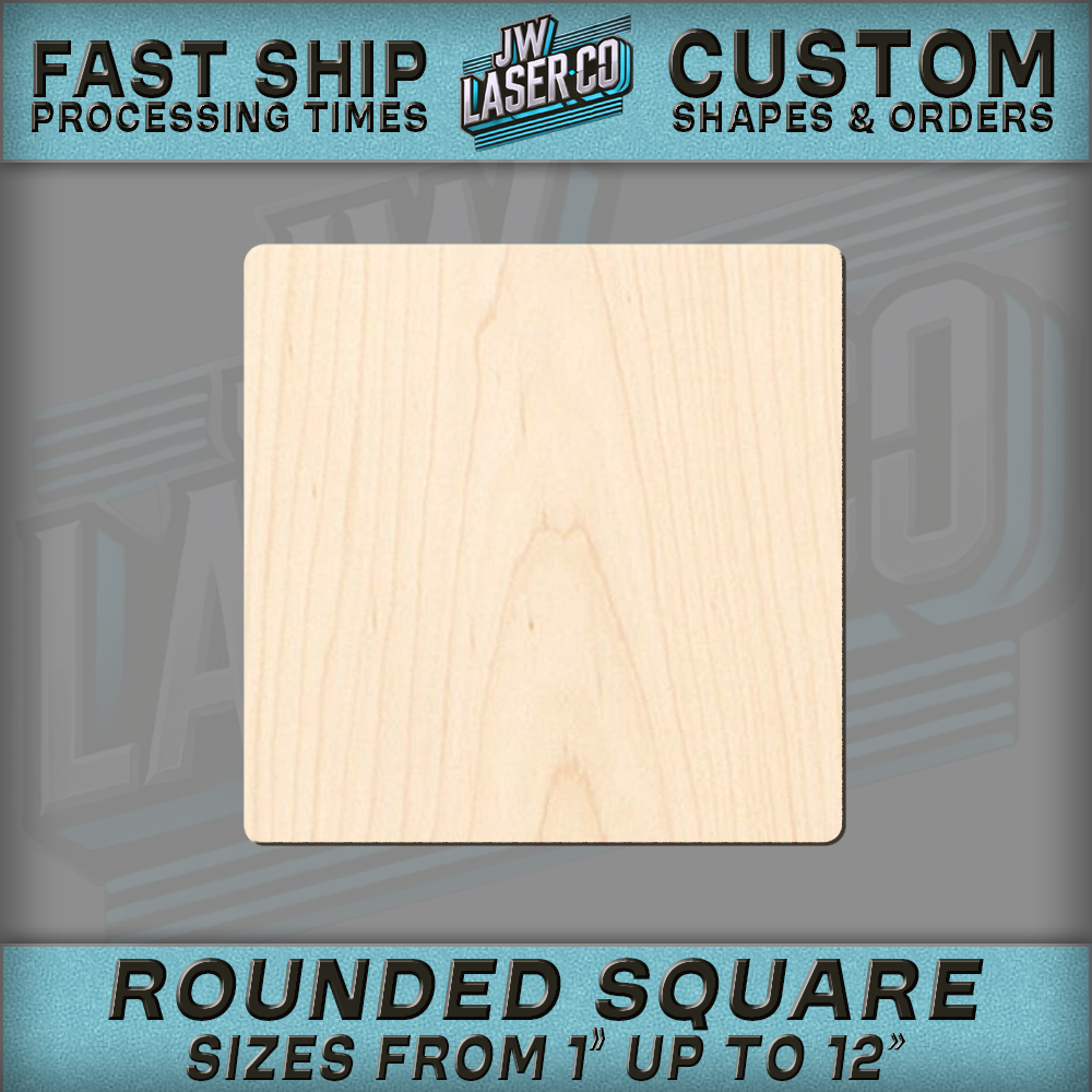 Unfinished Blank Rounded Square Wood Shape - Various Sizes