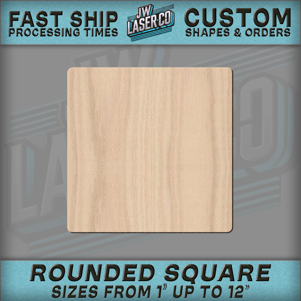 Unfinished Blank Rounded Square Wood Shape - Various Sizes