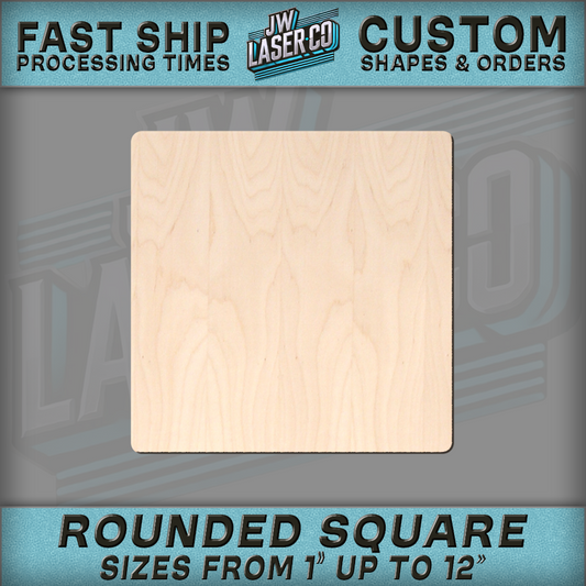 Unfinished Blank Rounded Square Wood Shape - Various Sizes