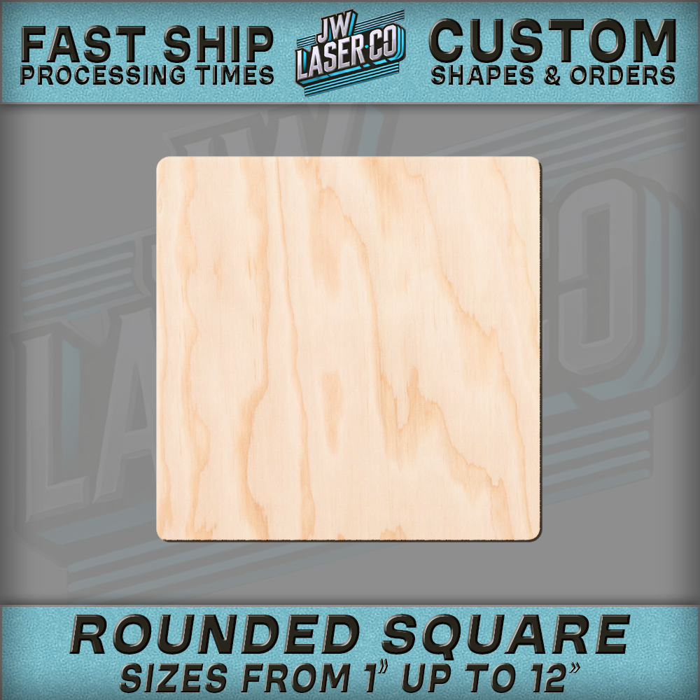 Unfinished Blank Rounded Square Wood Shape - Various Sizes