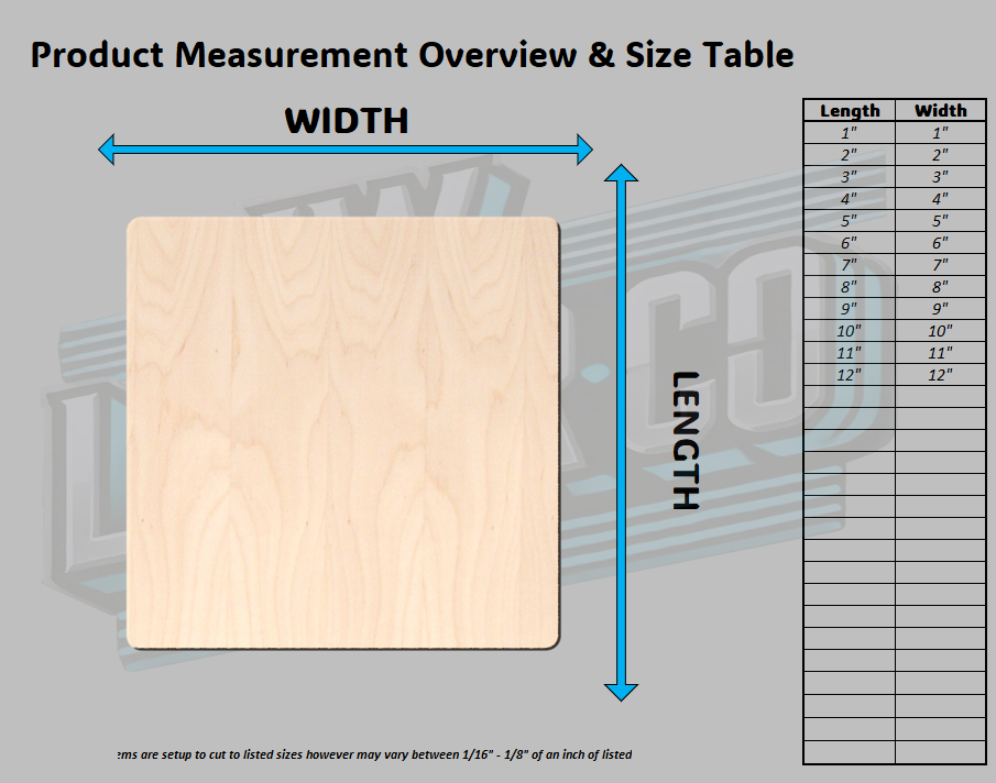 Unfinished Blank Rounded Square Wood Shape - Various Sizes