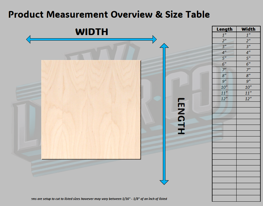 Unfinished Blank Square Wood Shape - Various Sizes