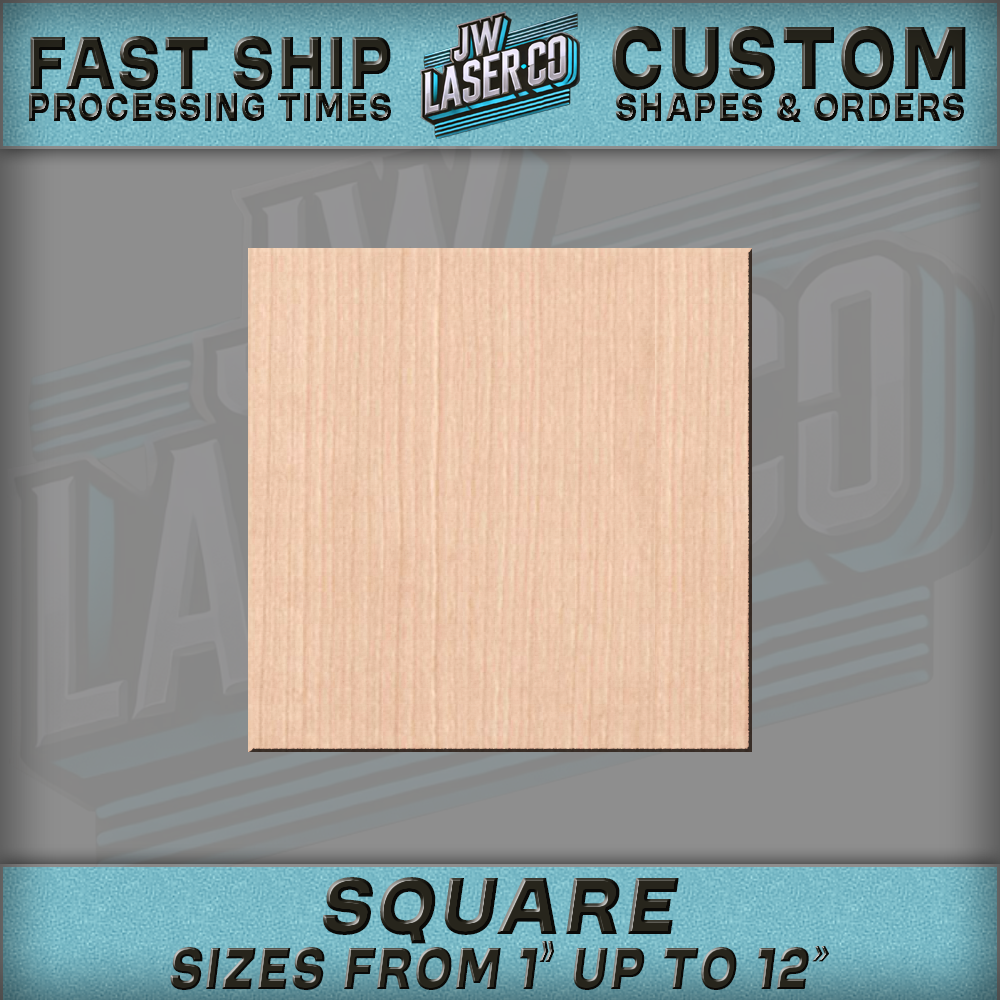 Unfinished Blank Square Wood Shape - Various Sizes