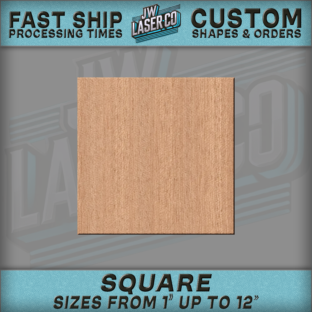 Unfinished Blank Square Wood Shape - Various Sizes