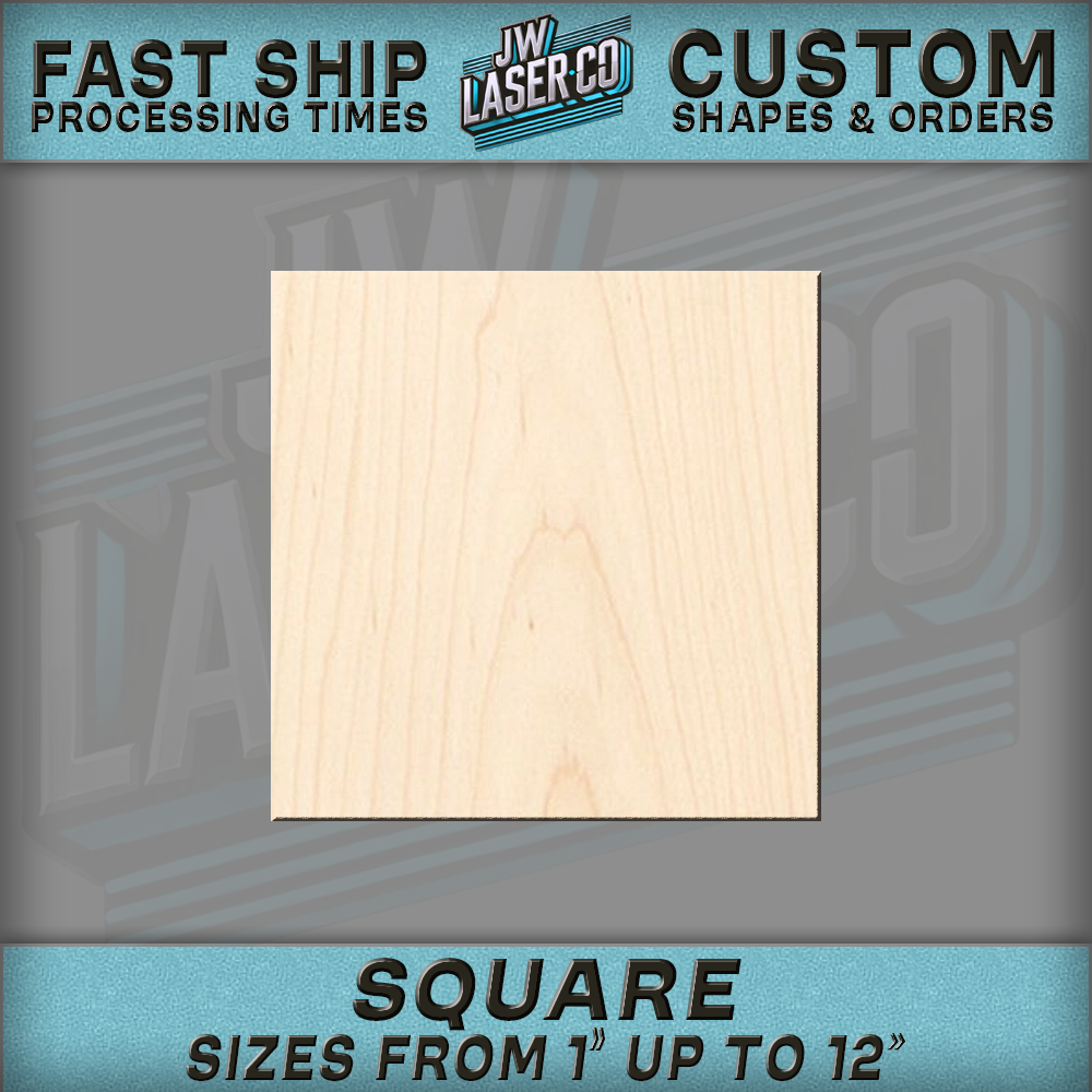 Unfinished Blank Square Wood Shape - Various Sizes