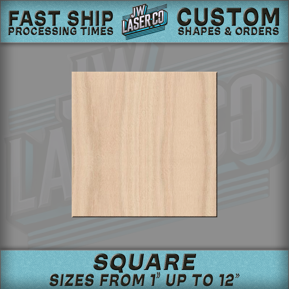 Unfinished Blank Square Wood Shape - Various Sizes