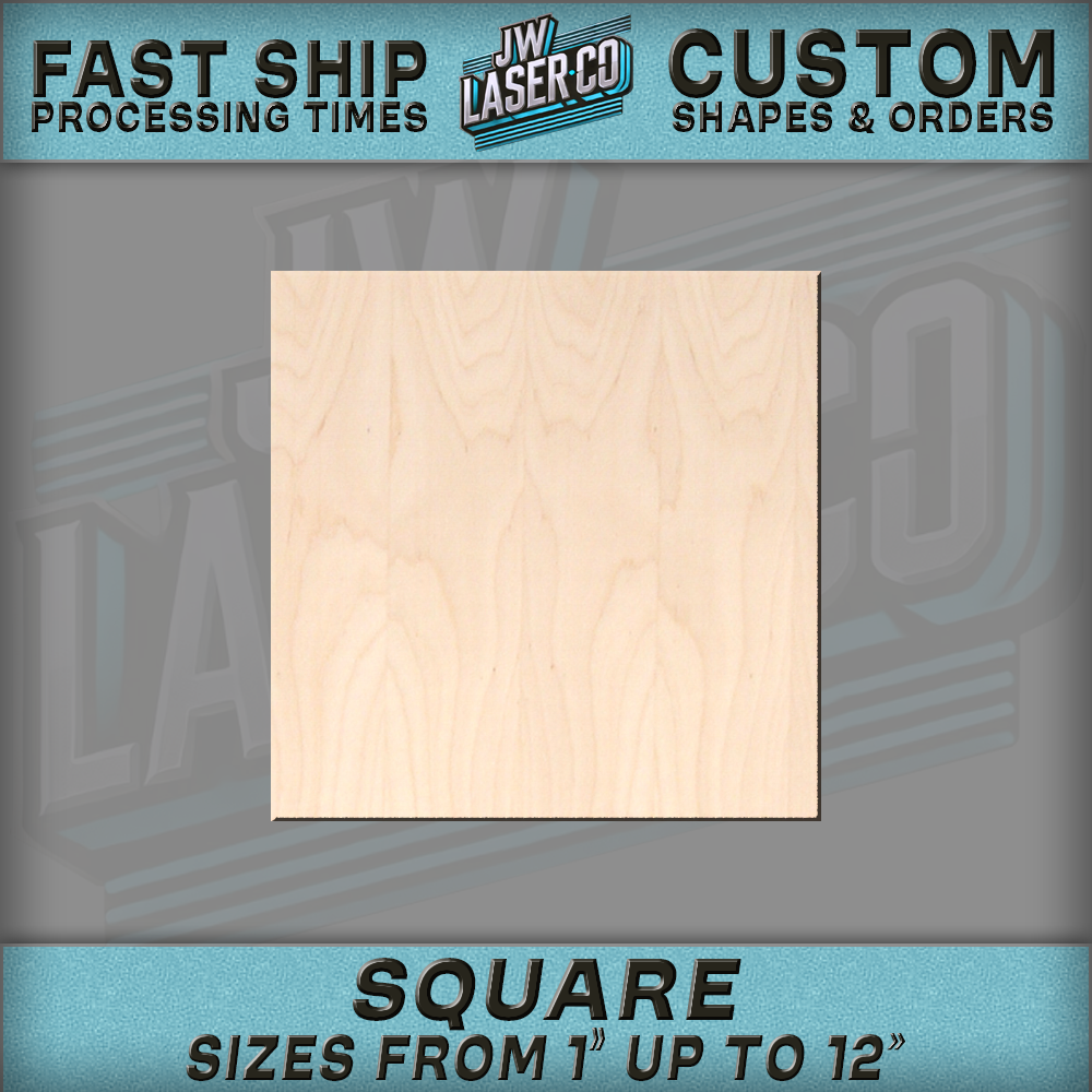 Unfinished Blank Square Wood Shape - Various Sizes