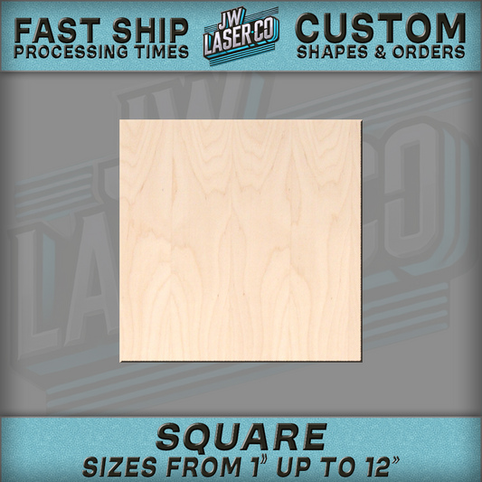 Unfinished Blank Square Wood Shape - Various Sizes