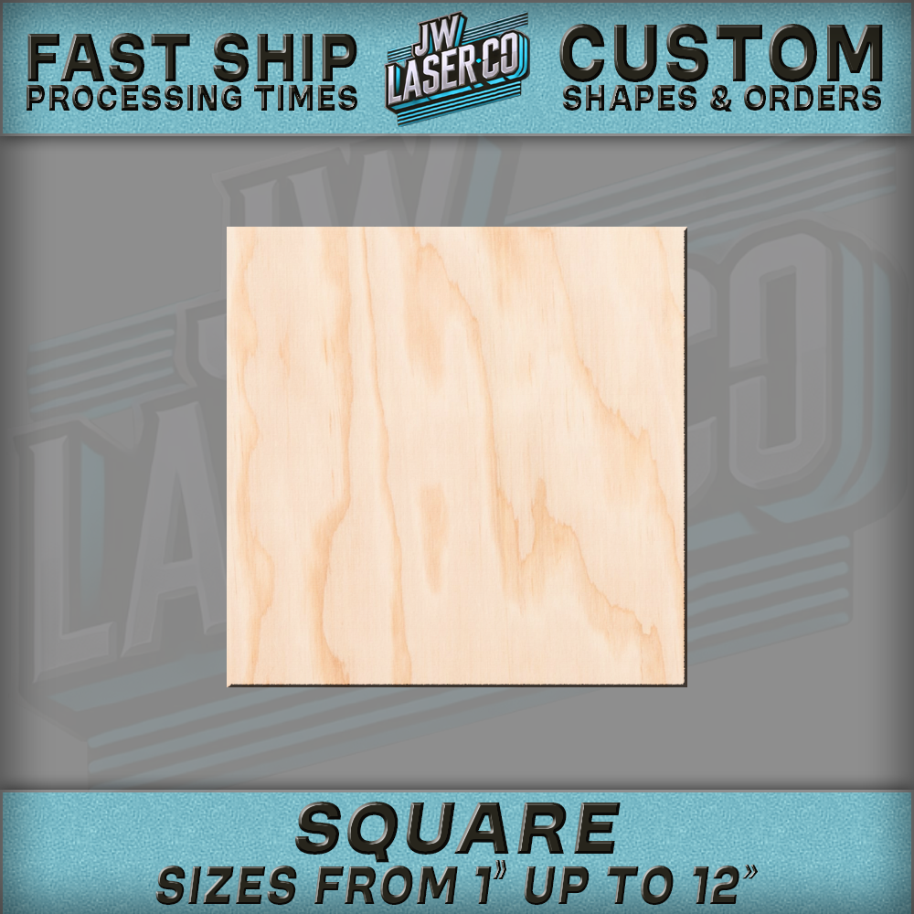 Unfinished Blank Square Wood Shape - Various Sizes